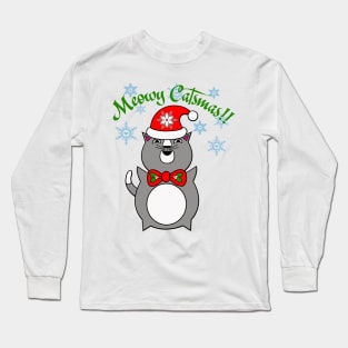 Funny Christmas Cat Meowy Catsmouse Long Sleeve T-Shirt